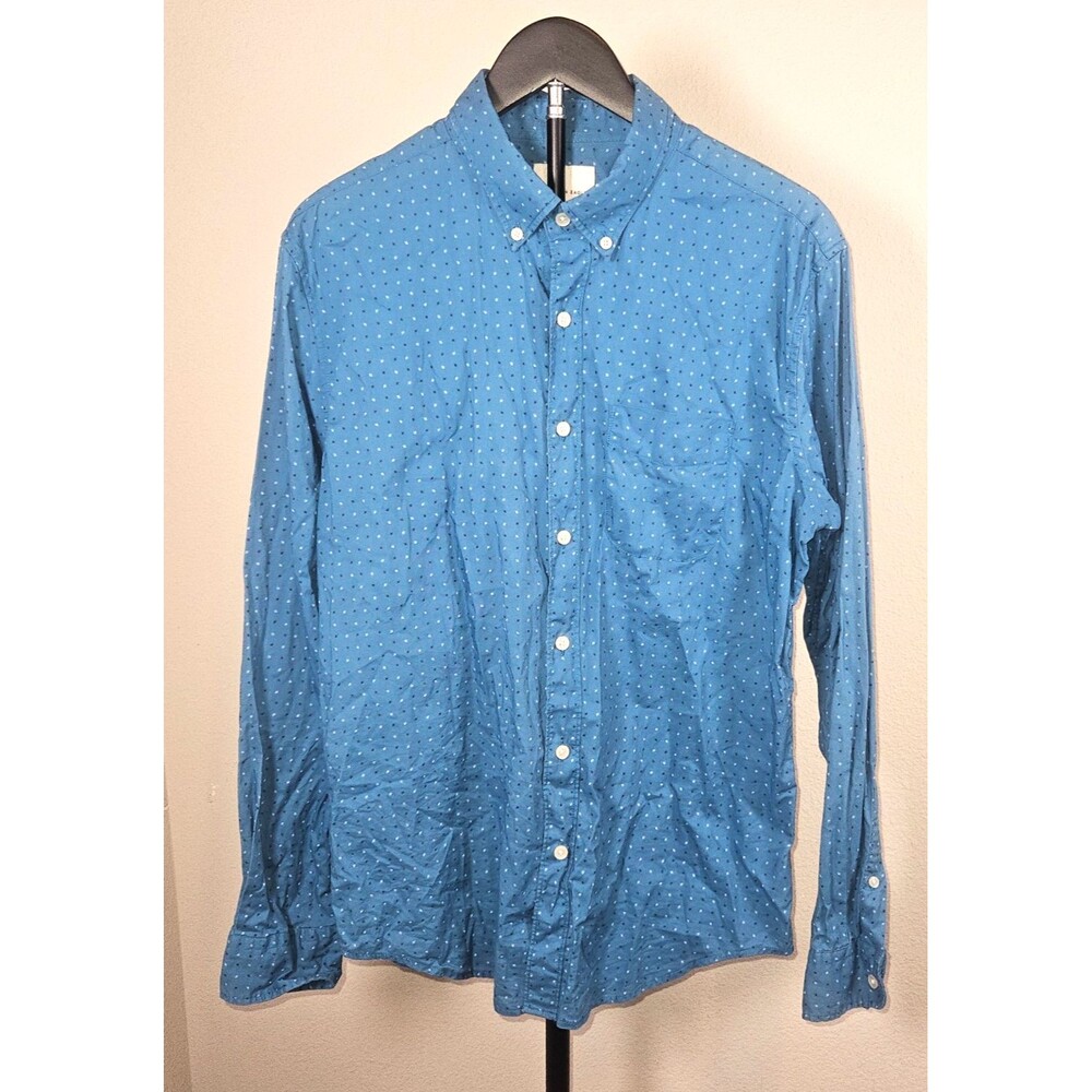 American Eagle Button Up Shirt Mens Medium Dot Print Long Sleeve Cotton Casual